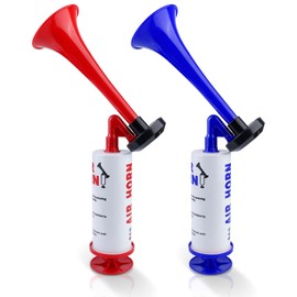 Pack of 2 stadium loud signal horn, air horn, loud sound signal horn hand, compressed air fanfare fog horn, compressed air horn, gas horn, air horn gas horn, air horn gas horn (red)
