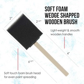 US Art Supply 2 inch Foam Sponge Wood Handle Paint Brush Set (Value Pack of 20) - Lightweight, Durable and Great for Acrylics, Stains, Varnishes, Crafts, Art