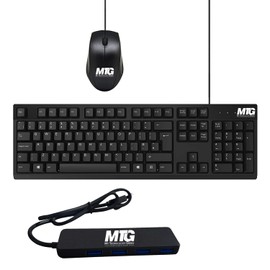 MTG Basic Full Size Slim USB Wired Keyboard and Mouse, with 4 in 1 USB HUB 3.0, Compatible with PC, Laptop, Combo Set