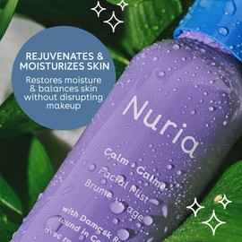 Nuria - Calm Facial Mist, Fragrance-Free Damask Rose Water Spray for Face, Face Mist Spray with Marigold Extract, Oat, and Glycerin, 120mL/4.1 fl oz