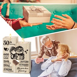 50th Golden Anniversary Wedding Gifts for Wife, Couples Gifts Candlestick,50th Wedding Anniversary Birthday Gifts for Wife from Husband,Golden Anniversary Presents for Wife Women,Fifty Years for Her