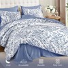WONGS BEDDING Blue Floral Comforter Set Queen Size, 8 Pieces
