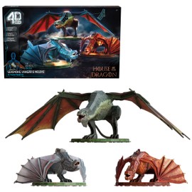 4D Build, House of the Dragon Dragon 3-Pack 3D Model Kit, Game of Thrones Collectibles & Desk Décor, Adult Puzzle, Building Toys, 3D Puzzles for Adults & Teens, 350 Pieces, for Ages 12 & Up
