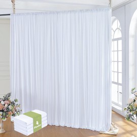 Party Village 20ftx12ft Wrinkle-Free White Backdrop Curtains – Perfect for Wedding, Baby Shower, Stage & Photo Shoots, 4 Panels 12ft(H) x 5ft(W)