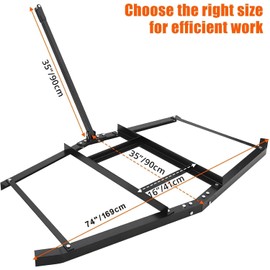 Hipicute Driveway Drag 74" Drag Harrow Driveway Grader Steel Tow Behind Lawn Rake with Adjustable Bars, Driveway Tractor Harrow Driveway Grader for ATVs, UTVs,Tractor, Mower
