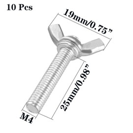 10 Pcs M4 304 Stainless Steel Wing Butterfly Screws Bolts Wing Bolt Machine Fastener Thumb Hand Screws (M4-0.7 x 25mm)