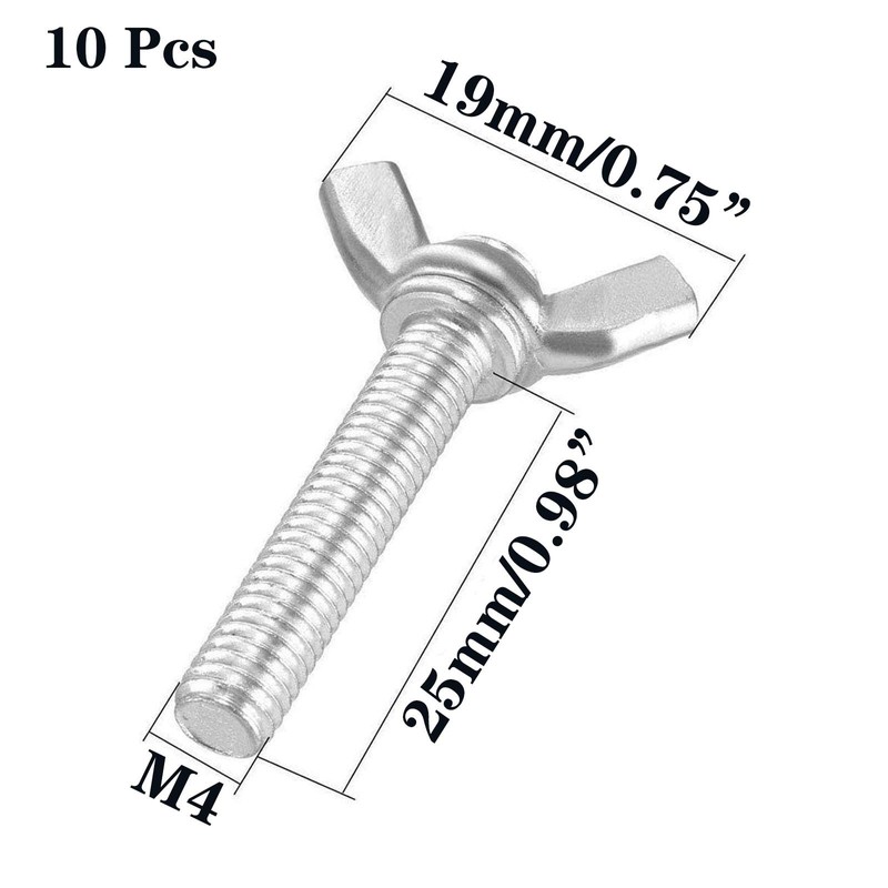 10 Pcs M4 304 Stainless Steel Wing Butterfly Screws Bolts