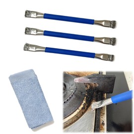 4pcs Kitchen Stove Cleaning Brush Set 3pcs Brushes+1pcs Rag Double Sided Stainless Steel Wire Brushes for Kitchen Tile Household Cleaning