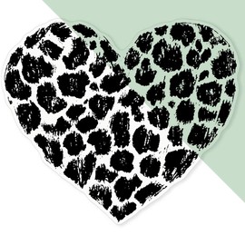 'Leopard Print Heart' Clear Sticker Decal – Waterproof Film for Windows, Cars, Walls & Crafts, XL (460mm) (DC00137271)