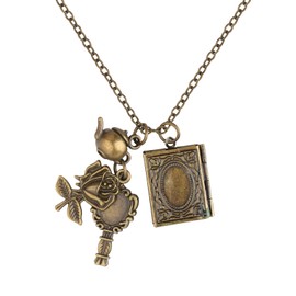 CENWA Beauty Beast Inspired Rose Petal Necklace Princess Pendant Gift for Movie Fans, Metal