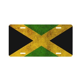 Yapcklu License Plate Jamaican Flag Vintage Style Decorative Car Front,Metal Car Plate,License Plate,Vanity Tag,Aluminum Novelty License Plate for MenWomenBoyGirls Car 6×12 Inch