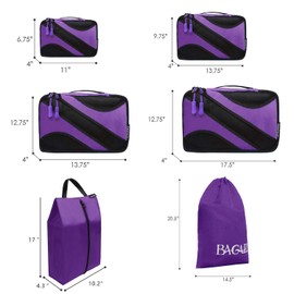 BAGAIL 6 Set Packing Cubes,Travel Luggage Packing Organizers(5set+Laundry bag Purple)