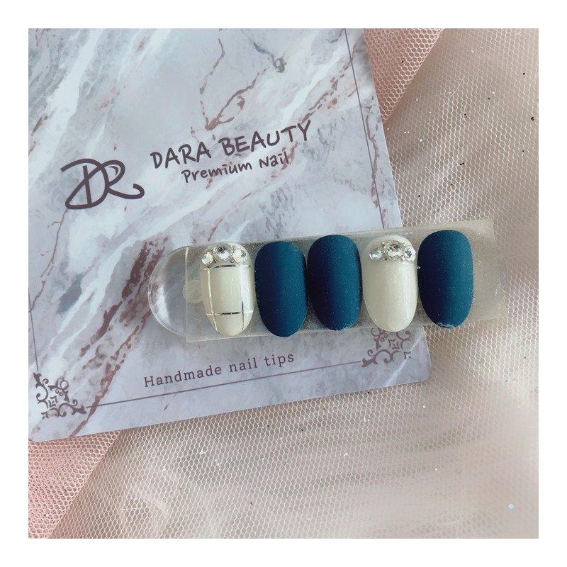 [Handmade Nail Tips] Feminine see-through checked nails / [수제네일팁] 여성스러운