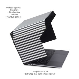 Philbert Design Sun Shade & Privacy Cover/Hood for Laptop 12 inch-14 inch,Materials,Glare Reduction,Foldable/Portable,Heat Resistant,Striped, Striped Black/White, 12"-14", Portable,elegant