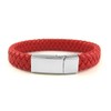 Mens Womens Stainless Steel Red Braided Leather Thick Lock Bracelet