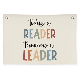 XYDEG Classroom Decor Today A Reader Tomorrow A Leader Canvas Banner,Classroom Must Haves Reading Corner,Boho Classroom Decor,Bookshelf Decor Wall Art Toddler Girl Room Decor Flag Banner 30x20 Inch