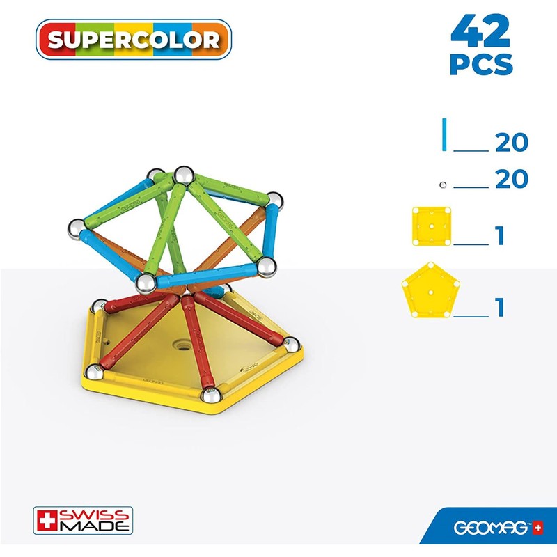 Geomag, Supercolor Recycled Magnetic Constructions, Colourful Rods and Panels, 42