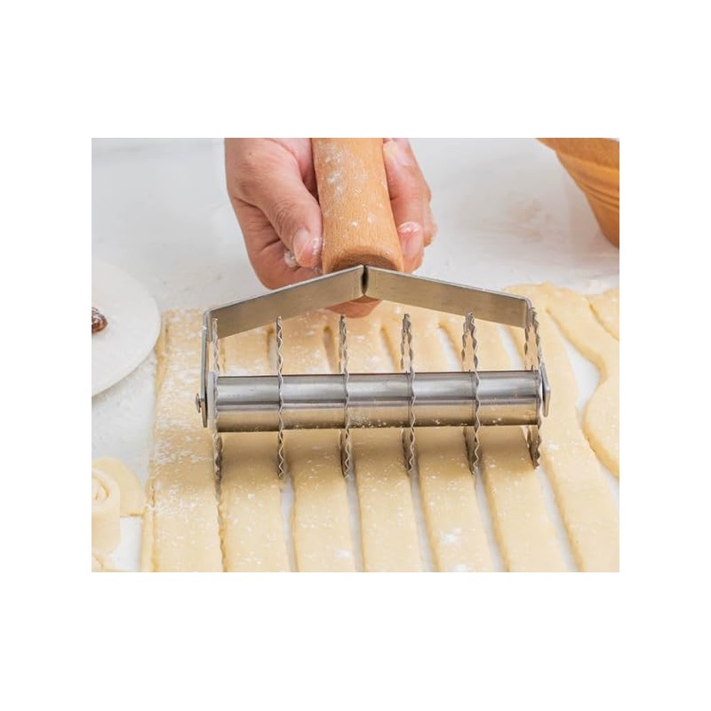Stainless Steel Dough Lattice Roller Cutter with Cutter for Dough