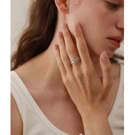 YL Twisted Knot Ring 925 Sterling Silver Celtic Knot Rings Cubic Zirconia Infinity Statement Rings-size8