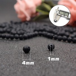 TOAOB 580 Pieces 4 mm Black Natural Lava Stones Round Chakra Beads for Making Jewellery Accessories Crafts Charms