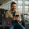Bojueshaw RFID-Blocking Passport Holder,Slim Leather Travel Wallet,Travel Document Holder for