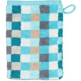 Cawö Home Hand Towels Unique Chequered 942 Turquoise - 44 Wash Mitts 16 x 22 cm