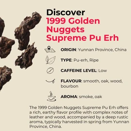 Teapro 1999 Golden Nuggets Supreme Pu Erh Chinese Tea 240g | Premium Aged Ripe Pu Er Loose Tea | Shu Puer Tea | Lao Cha Tou Shu Pu-erh