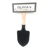 "Welcome to Olivia's garden" hanging shovel sign