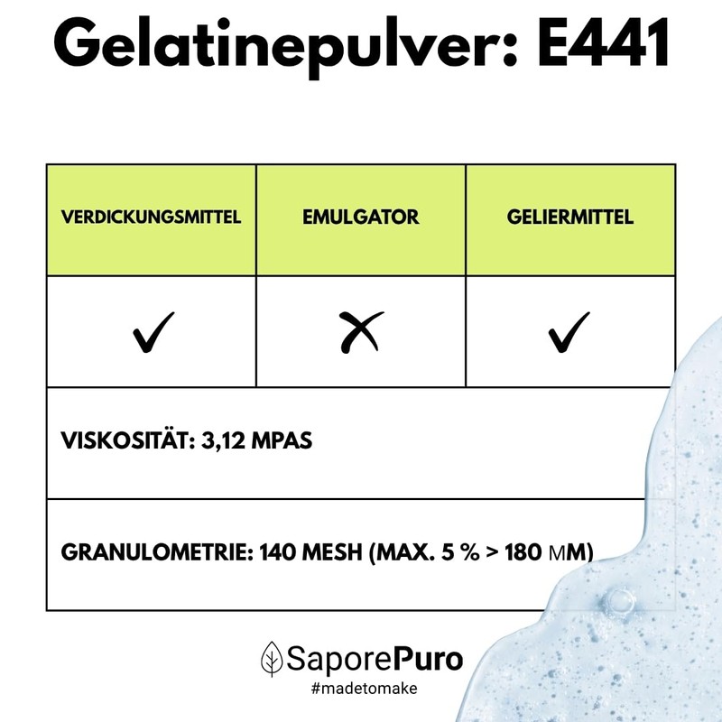 SaporePuro Food Grade Gelatin Powder 50g - Gelling Agent of