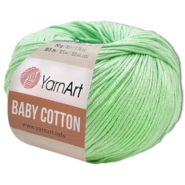 Frida's Wollhaus YarnArt 50 g Baby Cotton Wool Cotton Acrylic Crochet Yarn Knitting Yarn 55 Colours (435 | Mint Green)