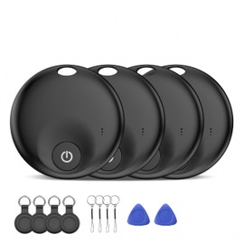 Air Tracker Tags-4 Pack, Smart Bluetooth5.3 Tracker, Item Finder Work with Apple Find My, Trakcer Tag Locator for Keys, Luggage, Backpack, Suitcase, Pets,120dB Sound(4Black)