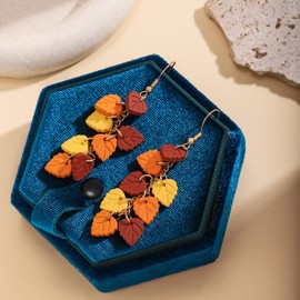 Thanksgiving Earrings for Women Acrylic Fall Maple Leaf Earrings Fashion Autumn Leaf Drop Earring Trendy Thanksgiving Outfit Jewelry Accessories 2025