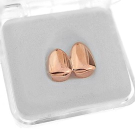 Double Tooth Grillz 14k Rose Gold Plated Upper Top Right Side Canine Two Teeth Grills