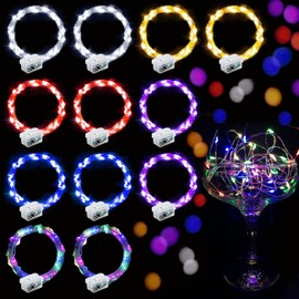 Aogist 12 Pack Led Fairy Lights 3 Modes Battery Operated String Lights Waterproof Silver Wire 7 Feet Firefly Starry Moon Mason Jar Lights for DIY Wedding Party Christmas,6-Colors