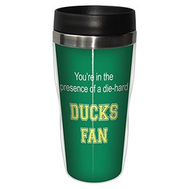 Tree-Free Greetings 16 oz Stainless Steel Lined Ducks College Football Fan Sip-n-Go Travel Tumbler, Multi-Colour