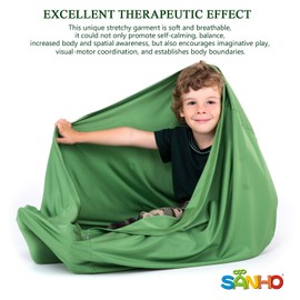 SANHO Dynamic Movement Sensory Sock, Body Sock, Toys for Autistic and Sensory Processing Disorders, Updated Version, Good for Height:35"- 59" Green