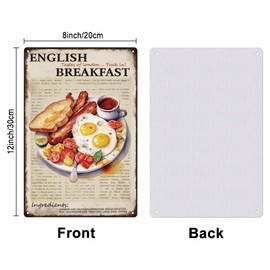 SUPERDANT English Breakfast Metal Signs Funny Breakfast Tin Sign Retro Metal Tin Sign Taste of London Kitchen Signs for Home Bar Kitchen Restaurants Pub Man Cave Wall Plaque Sign