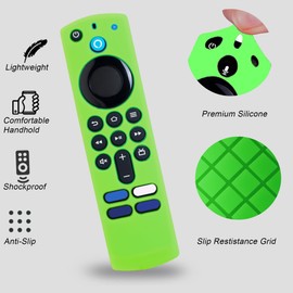 GMXT Remote Cover Glow in The Dark for Fire TV Stick 4k HD Remote Cover 3rd Gen, Remote Case Anti Slip Silicone Sleeve (Green 1pcs)