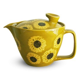 J-kitchens Shozan Kiln Teapot with Tea Strainer, 8.5 fl oz (240 ml), For 1-2 People, Hasamiyaki, Made in Japan, Sunflower, Dark Yellow