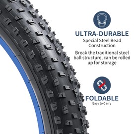 2-PCS 20" Fat Bike Tires 20x3.0/76-406 Compatible with Mountain Bike 20 x 3.0 20X3 Fat E-Bike Bicycle Tires (Y-999)