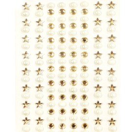 Wrapables 164 Pieces Crystal Star and Pearl Stickers Adhesive Rhinestones, Champagne