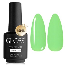 GLOSS Gel Nail Polish | Neon Lime 15 ml 1 pcs - HEMA Free Gel Polish, Neon Green Color Soak Off UV LED Gel Varnish, Professional Manicure for Home & Salon Use, Nail Art Holiday Gifts for Women