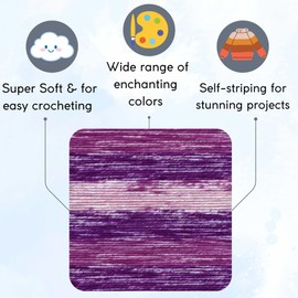 Lion Brand Mandala Ombre Chi 551-219 (3-Skeins - Same Dye Lot) Worsted Medium #4 Acrylic Yarn for Crocheting and Knitting - Bundle with 1 Artsiga Crafts Project Bag