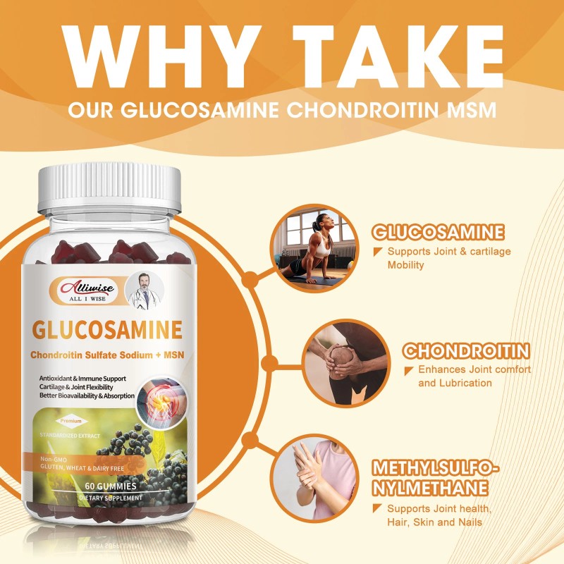 Nature's Gummies Glucosamine Chondroitin MSM Gummies Elderberry for Extra Strength