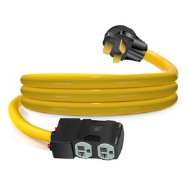 LAZMUMI 50 Amp to 20 Amp 110V Adapter, Compatible with NEMA 10-50P to 4X 5-20R/15R with 20 Amp Circuit Breaker, 220/250V Electrical Stove/Range/Oven Male Plug Gas 110/125V Power Convert Adapter(3 FT)