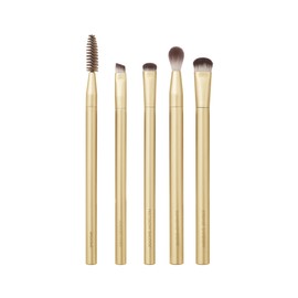 EcoTools Precious Metals Brightening Eye Set - Eye Brush Set, Precision Makeup Brushes for Eyeshadow - Eco-Friendly Makeup Brush Set, Recycled Aluminium, Chrome - 5 Piece Set
