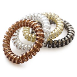 JewelVOX Women's Hair Rubber Hair Accessories, 4-piece Set, Spring, Metallic Color, Adult, Stylish