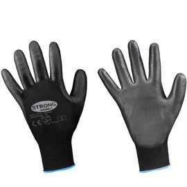 D2D | 1 pair - assembly gloves - size: 6 (XS) - black polyamide (nylon) with a PU coating - standard EN 388 CAT 2 - work gloves - fine knit - bearing gloves