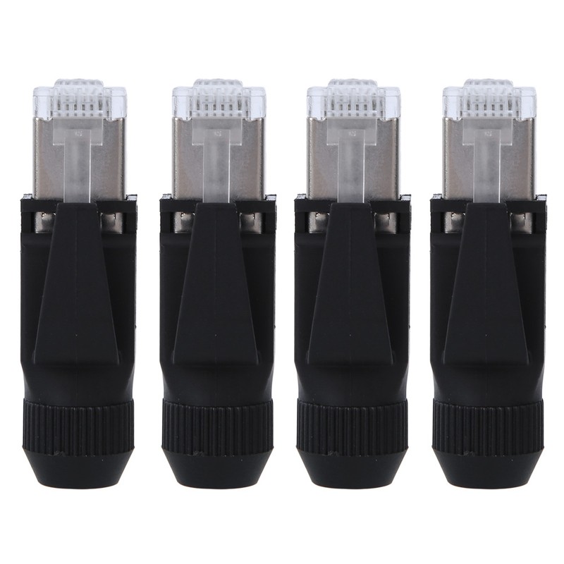 4PCs RJ45 2P07-RJ45 Network Cable Adapter Waterproof Connector for Eletrical