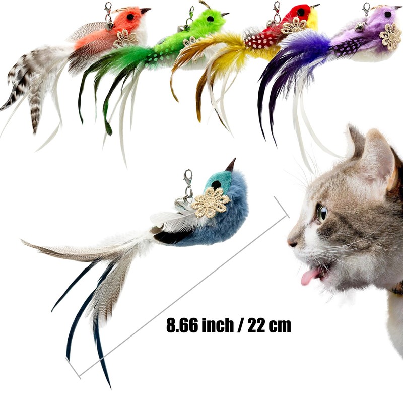 CATENEED Cat Feather Toys Refill, 5 Pieces Cat Wand Attachments